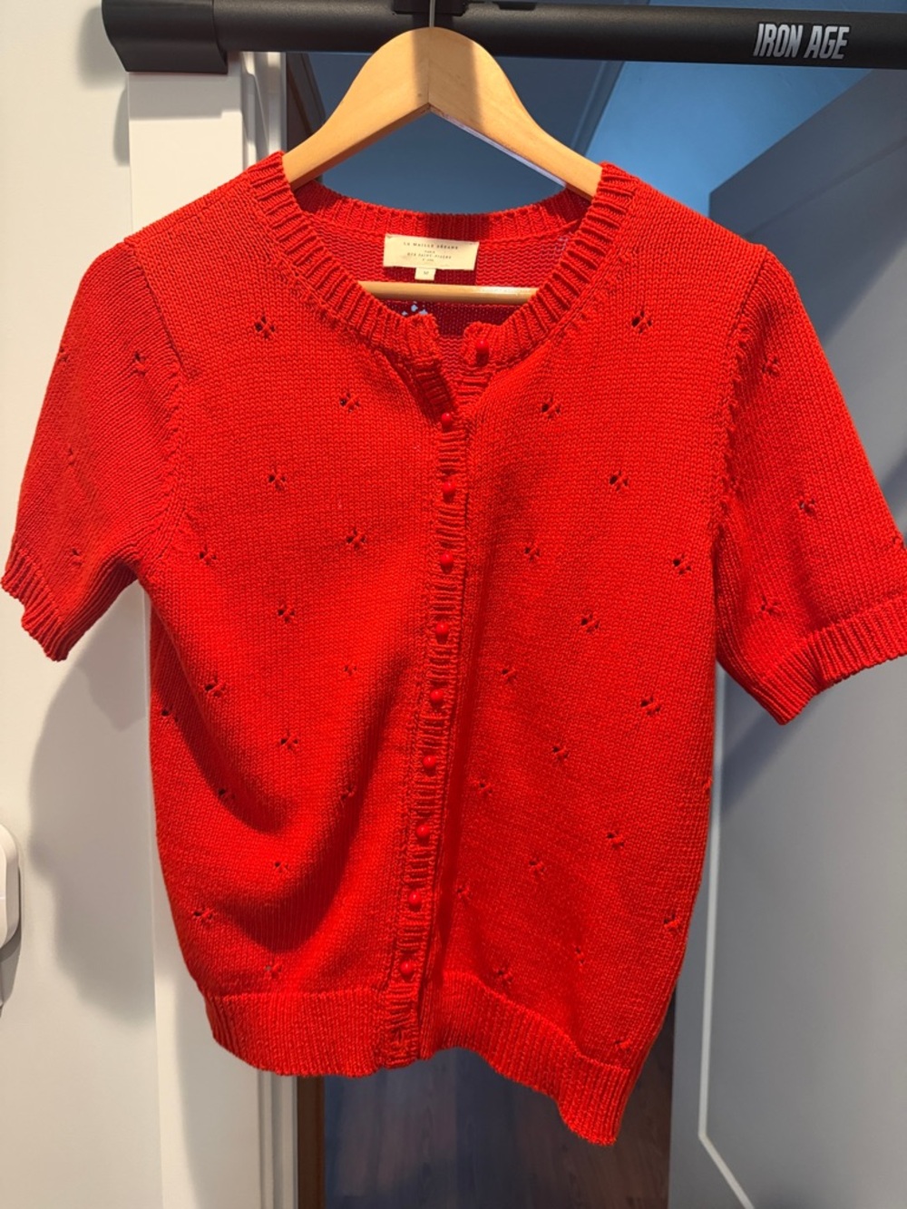 Sezane Red Knit Button-Front Cardigan - Picture 2 of 4